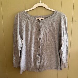 Ann Taylor LOFT 100% Cotton Gray Cardigan - M